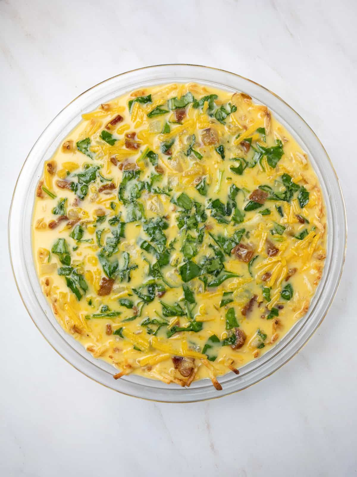 Dairy-free gluten-free quiche before it goes into the oven.