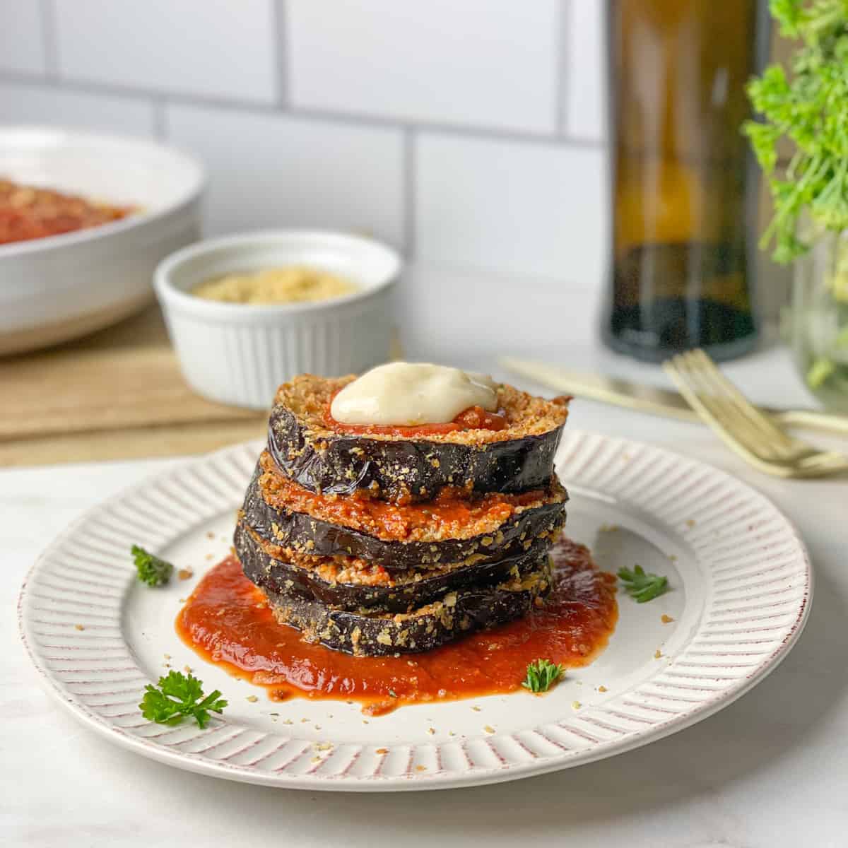 Vegan Eggplant Parmigiana (Air Fryer) - The Dairy-Free Menu