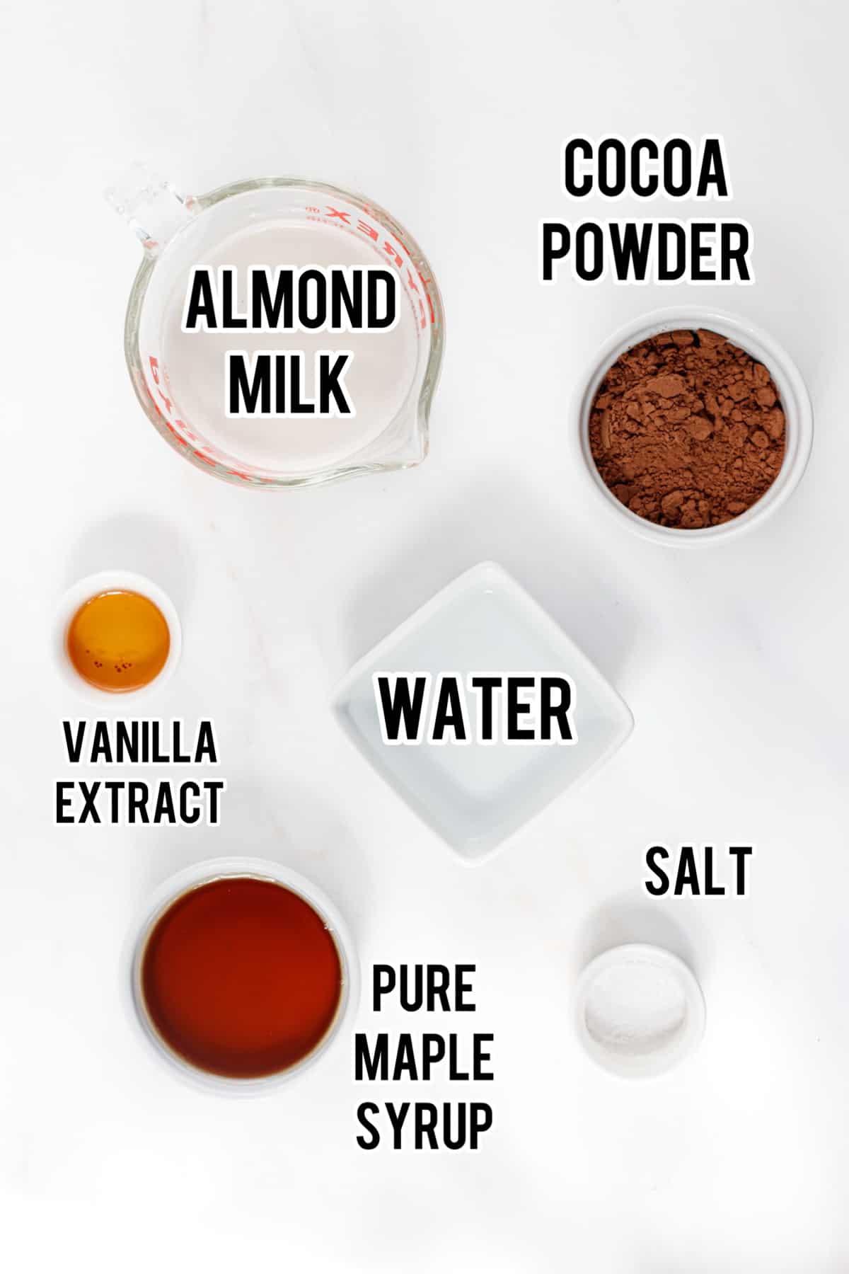 Ingredients to make vegan hot cocoa.