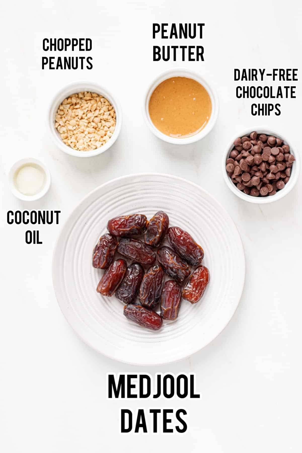Ingredients to make snicker dates.