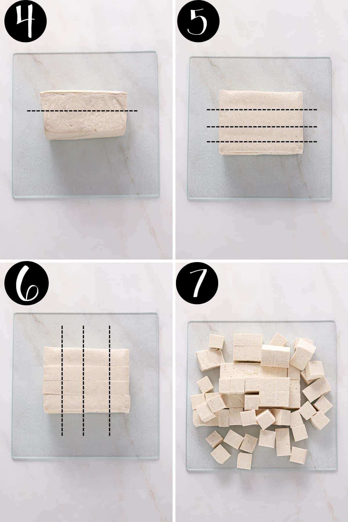 How to chop tofu step by step.
