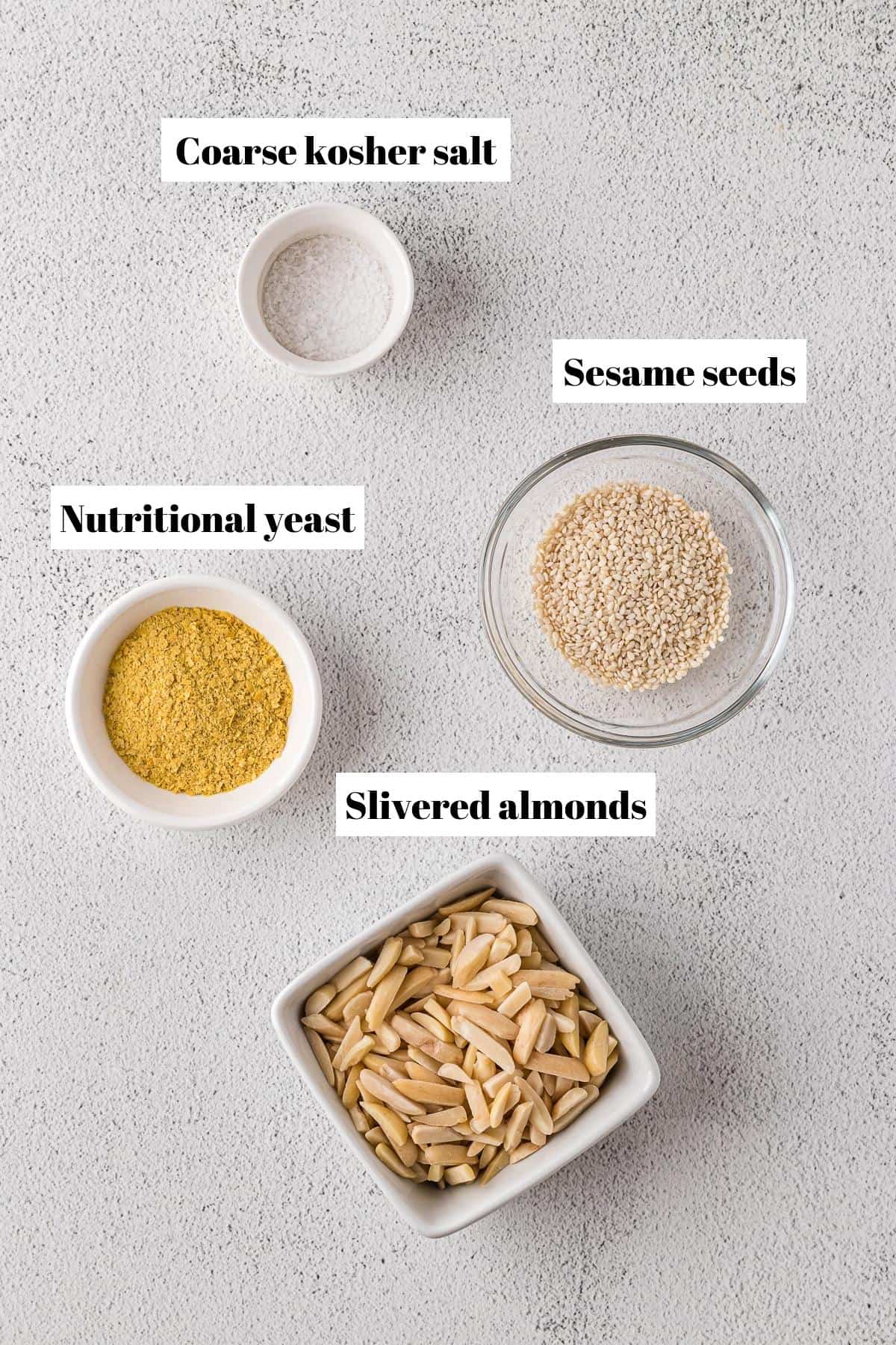 Ingredients to make dairy-free parmesan cheese.