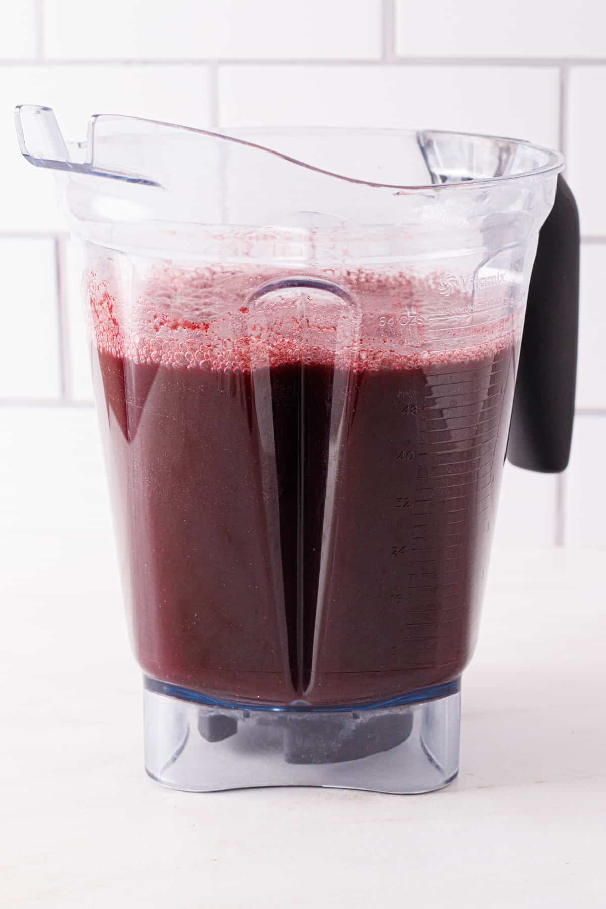 Blueberry juice in a blender.