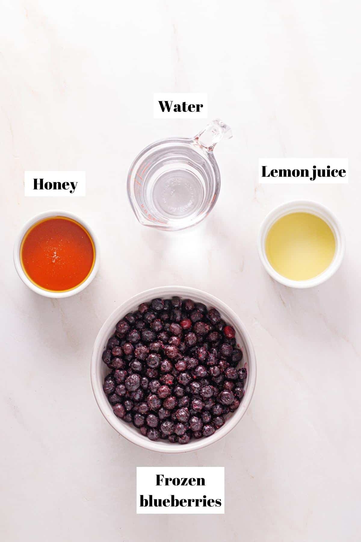 Blueberry juice recipe ingredients.