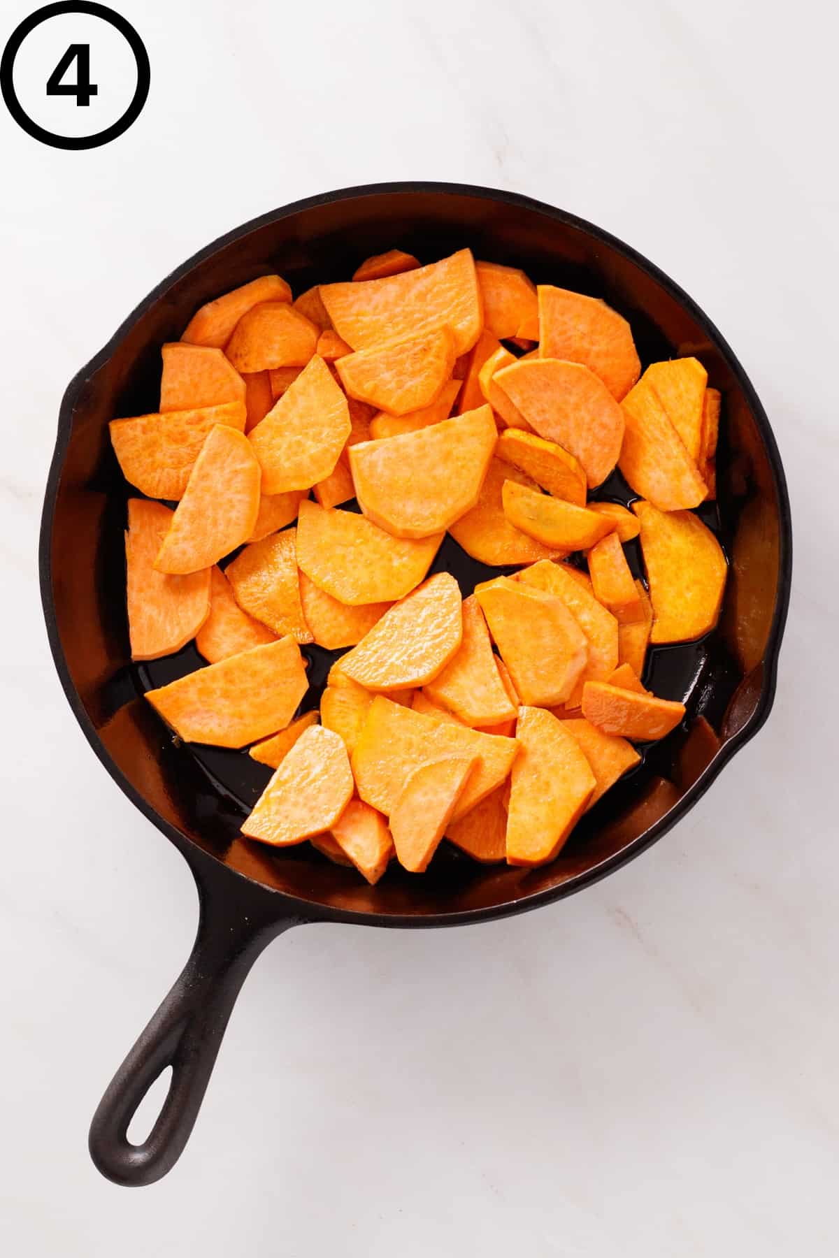 Sweet potatoes tossed in olive oil.