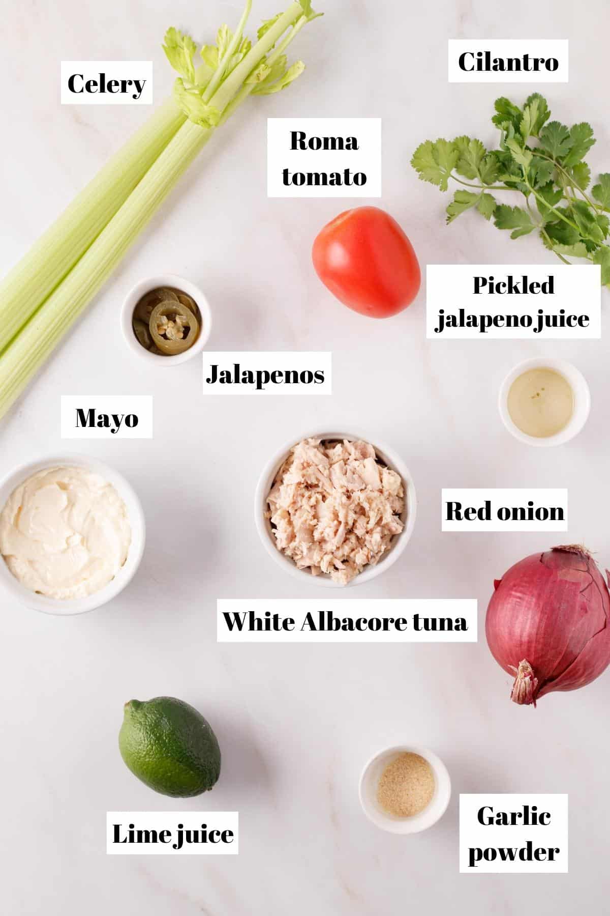 Ingredients to make Mexican Tuna Salad.