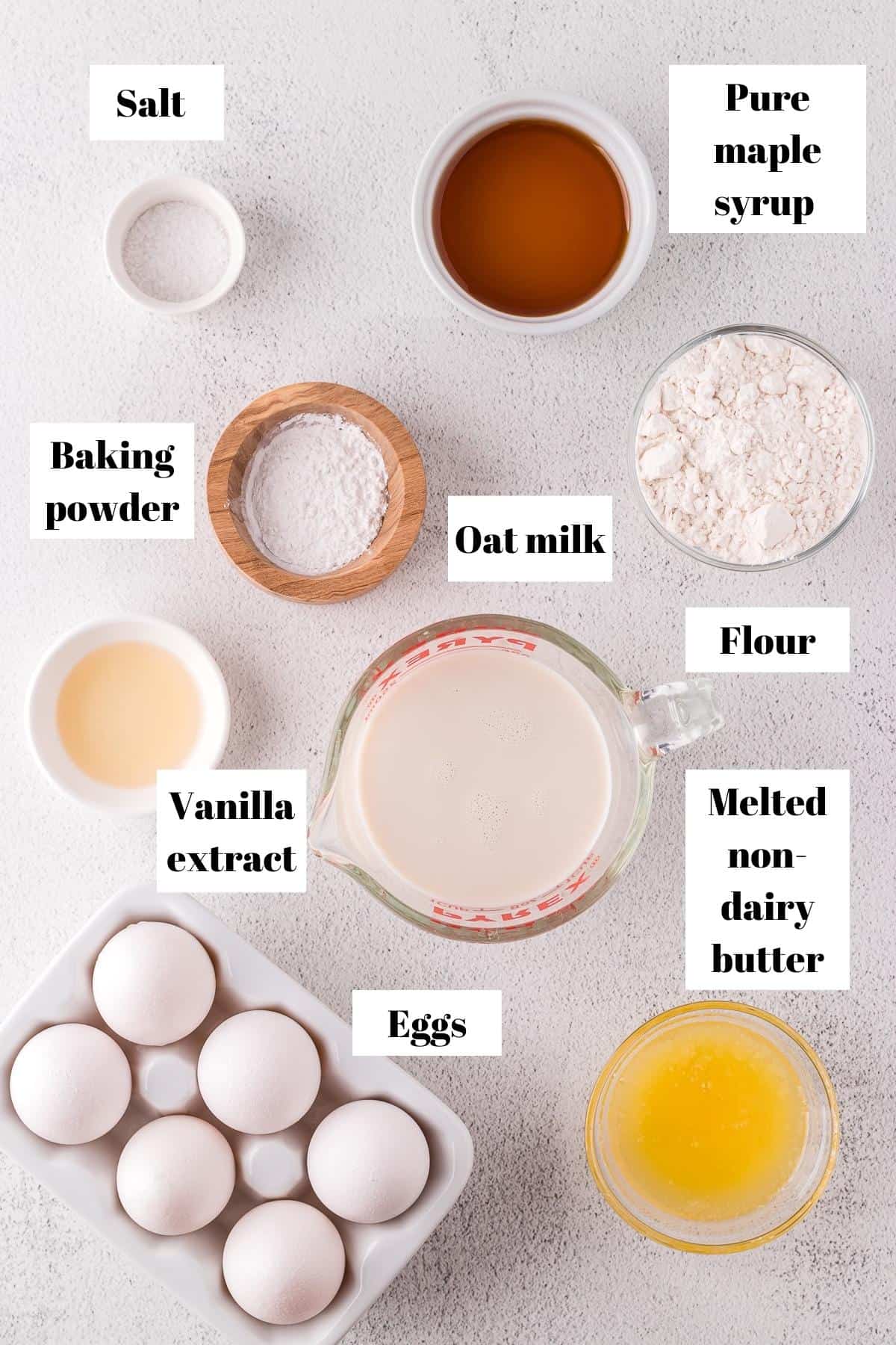 Ingredients to make oat milk pancakes.