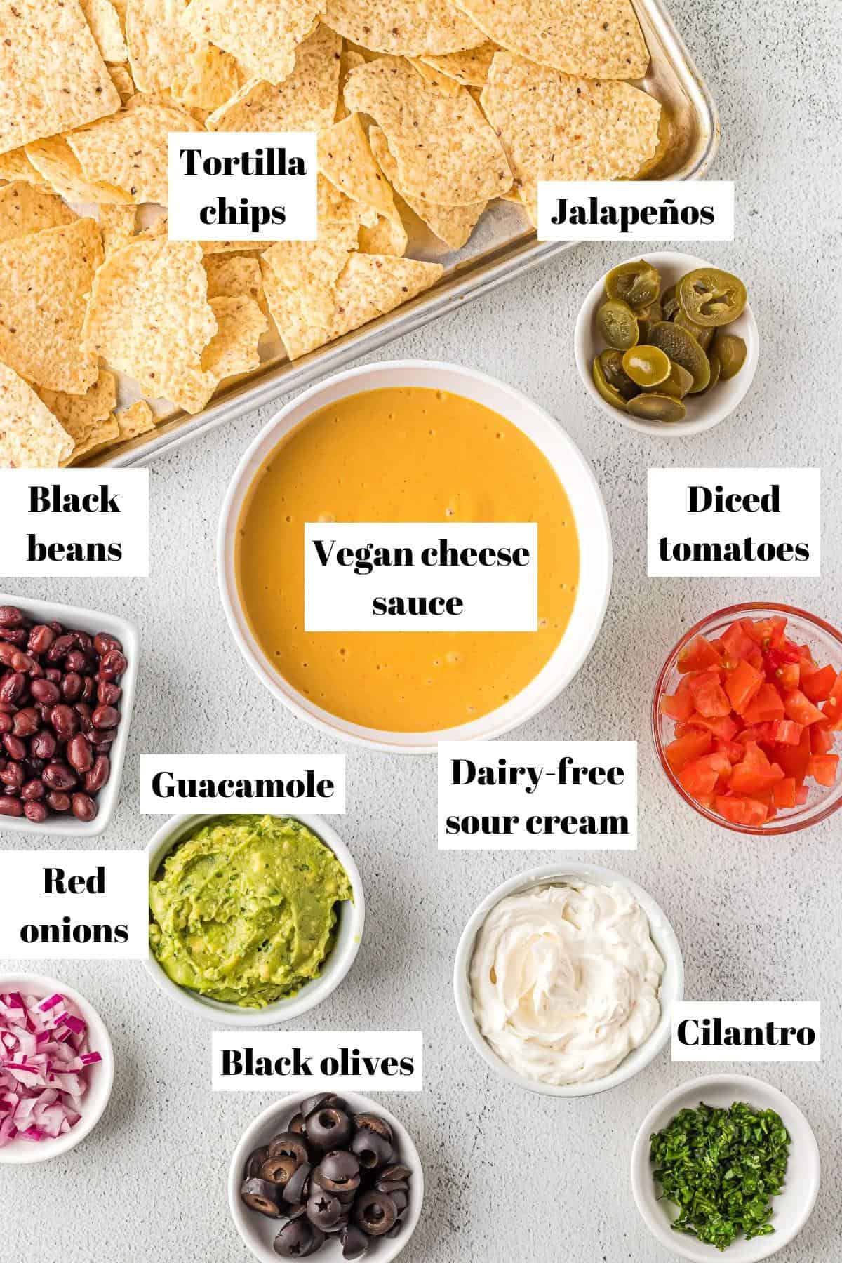 Ingredients to make dairy-free nachos.