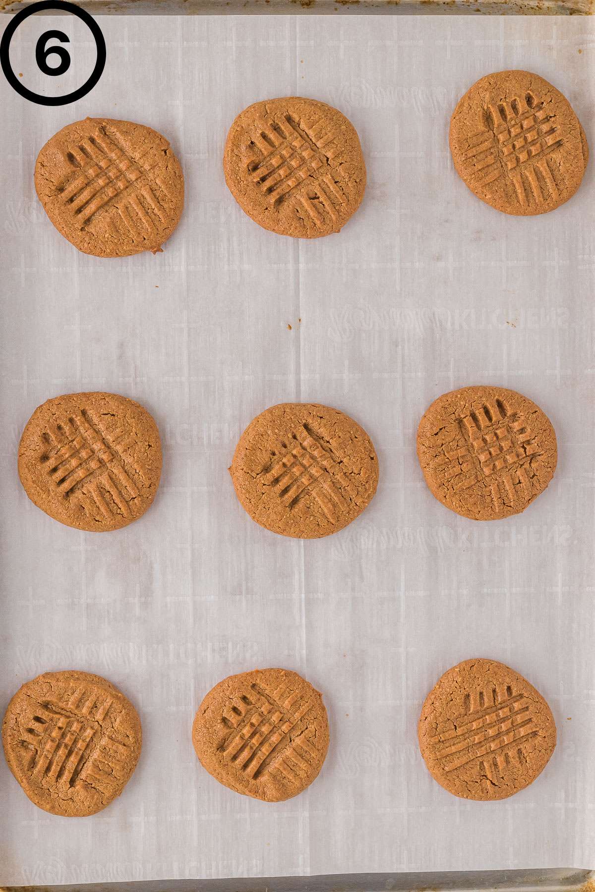 2 ingredient peanut butter cookies on a baking sheet.